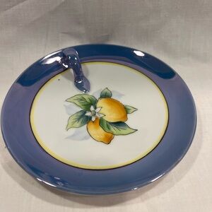 Noritake Blue and White Plate with Lemon Motif